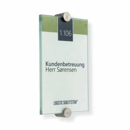 Türschild VITRUM K , Glasschild, Büroschild, Doppelglasschild